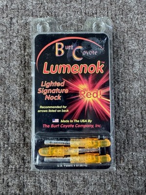 Burt Coyote Lumenok Lighted Gold Tip Nock 3 Pack Red NIP