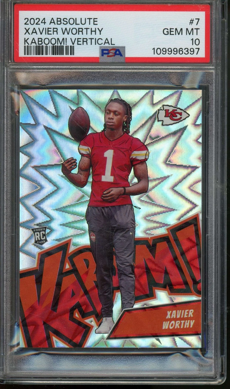 Xavier Worthy Panini Absolute Kaboom! Vertical #7 Base