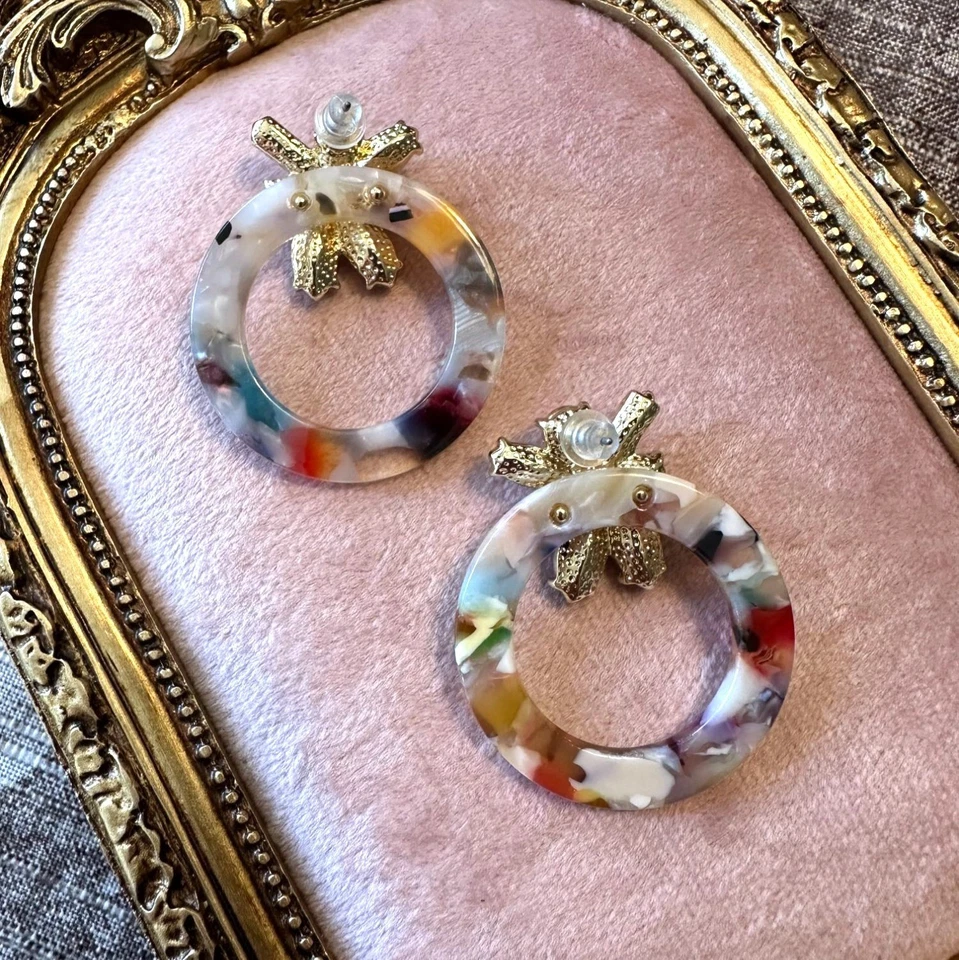 Colorful Acrylic Hoop Earrings With Crystal Floral Design Park Lane Jewelry - Image 2 of 4
