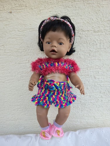 dunkle Zapf Puppe Baby Born 43 cm Afrika schwarzhaarig 2010 + viel Zubehör, Doll - Bild 14 von 24