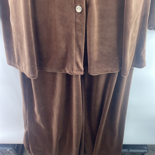 LMF Velvet Co-ord Blouse and Wide Leg Pants Set 2Pcs, One Size, Brown - Picture 11 of 22