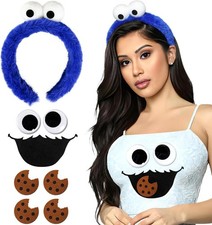 Krümelmonster Kostüm Zubehör: Haarreif, Augen- & Mundaufkleber, Keksaufkleber