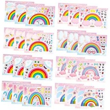 24 Sheets Make a Face Stickers, Cute Party Games Sticker, Make Your Own Rainbow