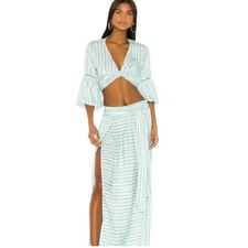 Agua Bendita X REVOLVE Amaia Maxi Skirt & Angie Top In Pool SET, NWT, Size M