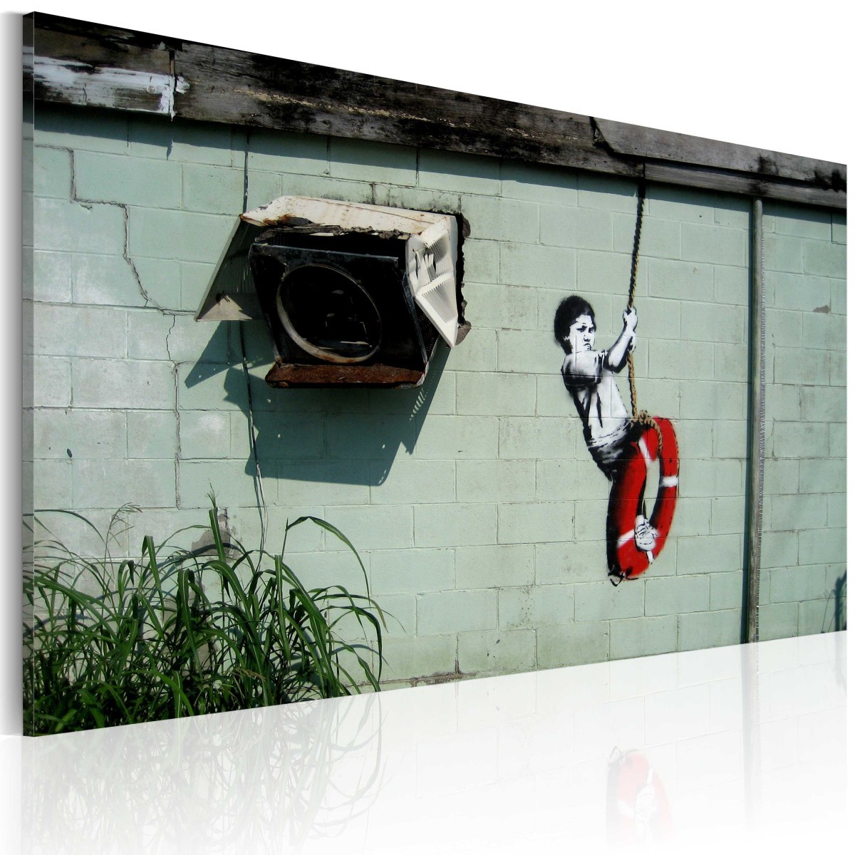 Tableau Banksy Garçon sur Balançoire déco salon moderne 40x60cm toile street art pour chambre