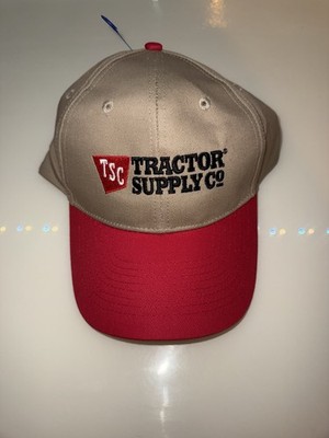 Tractor Supply Co Trucker Cap Hat Snapback Logo Trucker Beige Red Farming