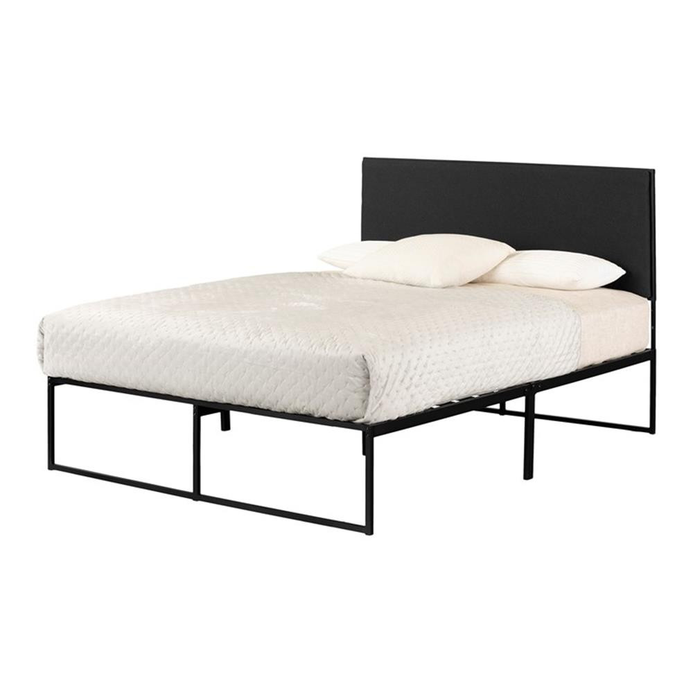 South Shore Mezzy Upholstered Metal Bed Queen Gray and Pure Black