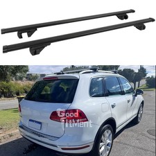 2x 53" Black Roof Rack Cross Bars Lockable Luggage Cargo Carrier For VW Touareg