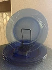 Vtg Pyrex FESTIVA Cobalt Blue Swirl Glass Salad Luncheon Plates 7½" Set of 4 EUC