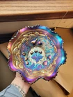 Stippled Pretty Purple Northwood Carnival Glass Three Fruits Ruffled Bowl