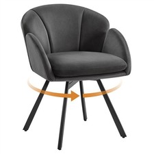 Velvet Swivel Tub Chair Vanity Chair with Flower Shaped Backrest for Bedroom
