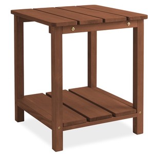 OPEN BOX - Wood Adirondack Side Table with Shelf for Patio and Deck, Espresso
