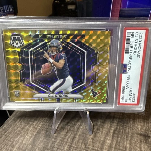 2023 Panini Mosaic CJ Stroud NFL Debut - Reactive Yellow RC Rookie PSA 10 GEM MT