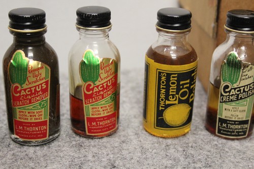 case of OLD BOTTLES Thornton's Cactus Polish, Lemon Oil, others Clear & Brown - Picture 10 of 17