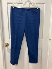 Tory Burch Women’s Seamed Dress Pants Size 12 Royal Blue Stretch Slit Hem  EUC