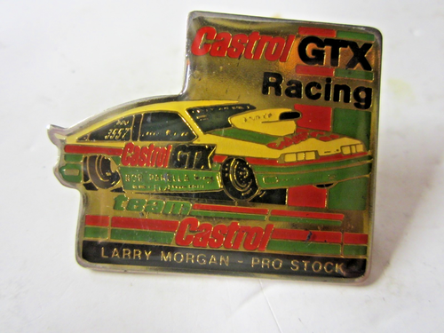 Spilla cappello NHRA anni 80 Larry Morgan Castrol GTX Olds Pro Stock Drag Racing Track