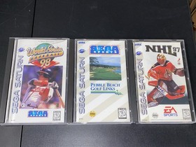 Pebble Beach Golf Links, NHL 97, Baseball 98 Sega Saturn 3 Game LOT Complete CIB