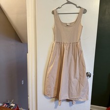 Target a new day beige nude ribbed stretch top cotton bottom high low midi dress