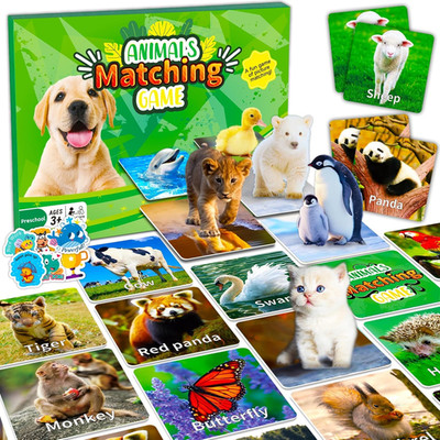 Animal Matching Game for Kids 100PCS Memory Card Game for Toddlers Preschool ...