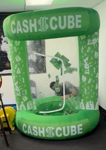 Inflatable Cash Cube Money Blowing Booth w/ 2 Air Blowers Fun Party Game Green 