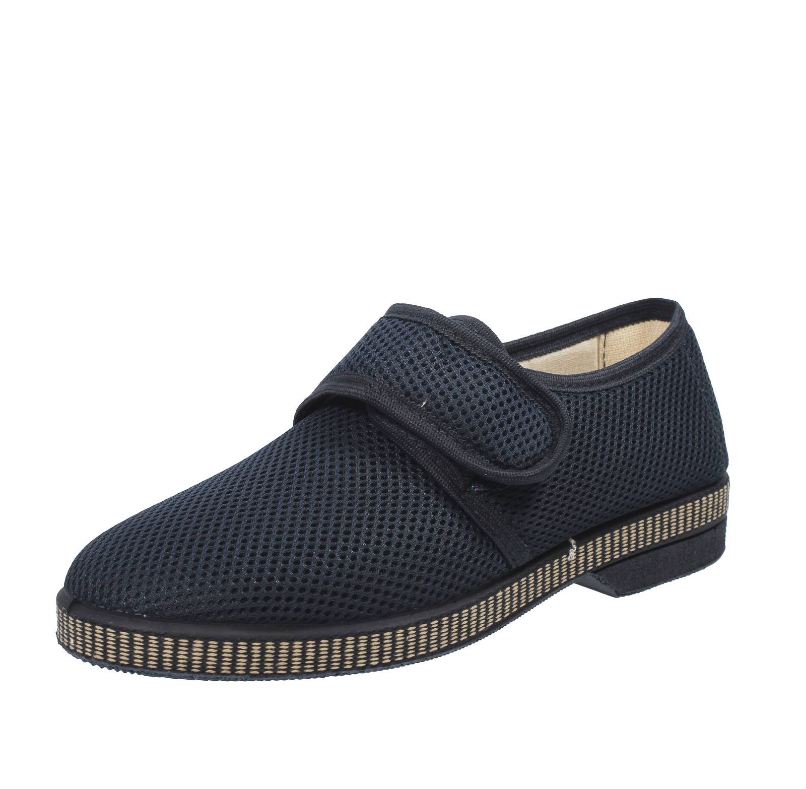 Green Life Netz Hausschuhe mit blauem Riemchen - Größe 44 Herrenschuhe Pantoffeln