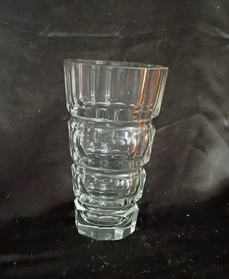 Vth Art Deco Josef Hoffmann for Moser 8  Crystal Faceted Octagonal Vase, Sm Chip