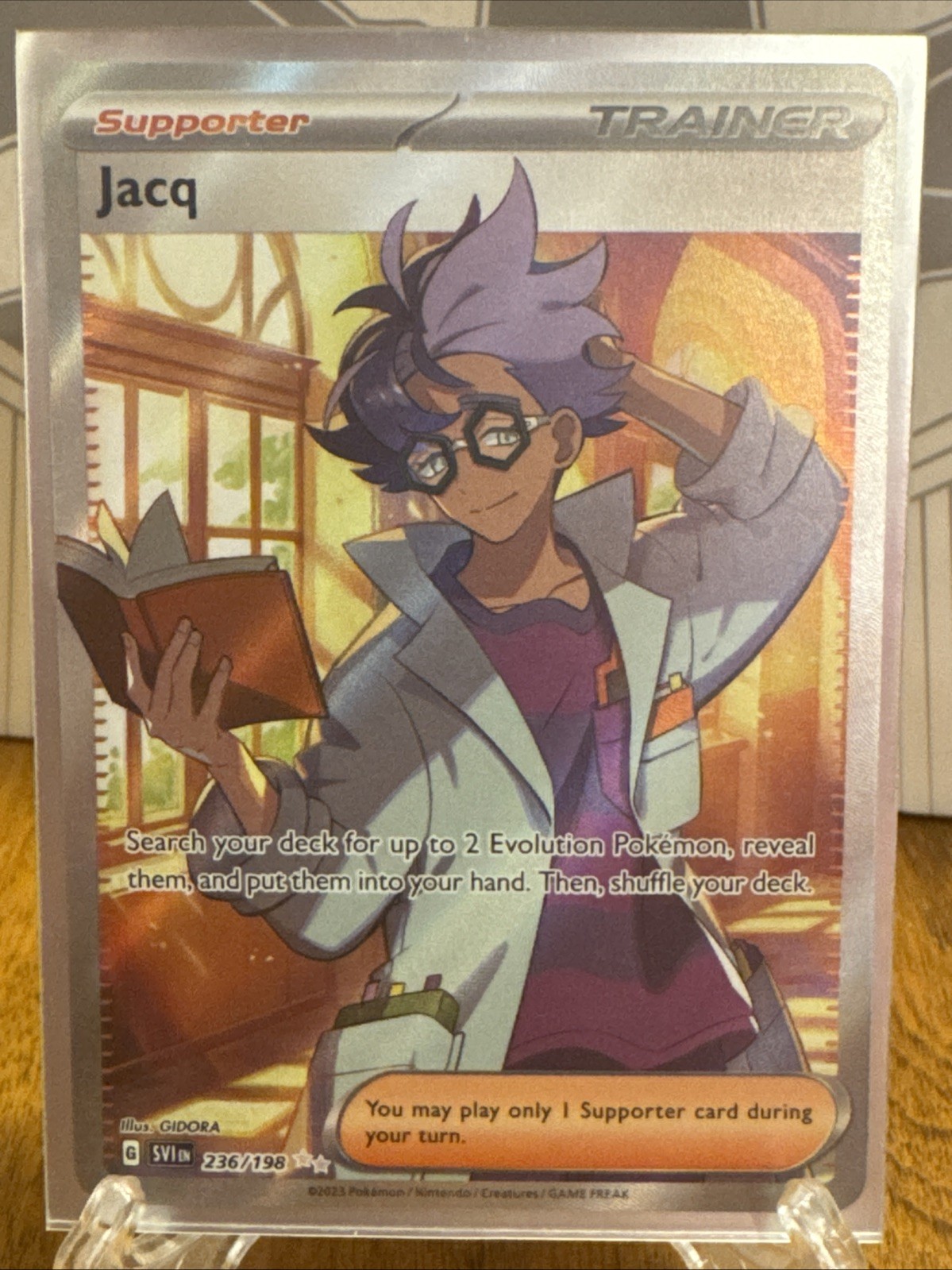 Pokémon TCG Jacq 236/198 Scarlet & Violet Full Art Trainer Near Mint Condition