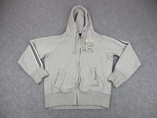 American Eagle Outfitters Hoodie Mens Small Gray Full Zip Fleece Logo Applique