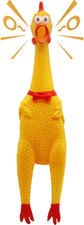 Squawking Chicken Dog Toys - Large 16  - Yellow Rubber Squeeze Squeaky and Screa