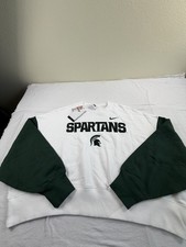 NEW Nike Michigan State Spartans Sweatshirt Womens Med White Cropped 80