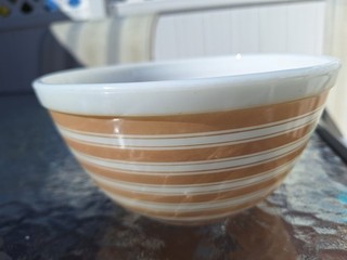 Vintage Brown Rainbow Stripe 402 Pyrex Bowl Beautiful