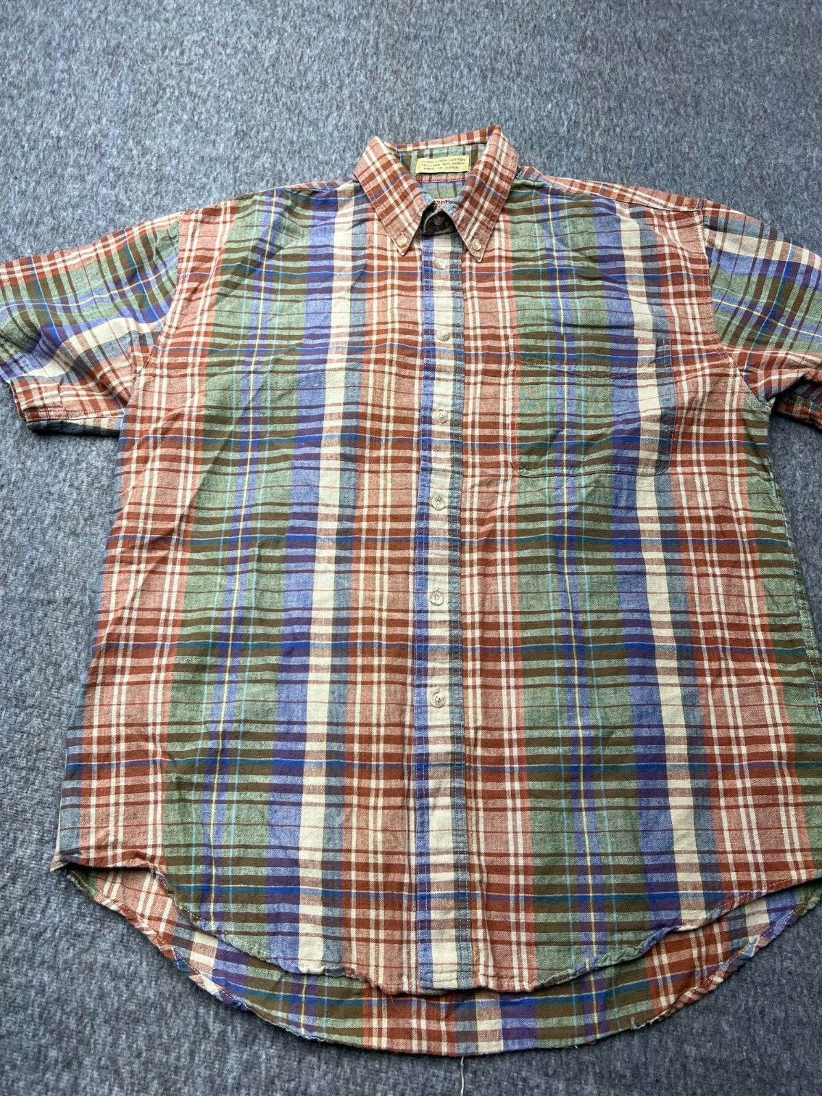 FILA Camicia Saville Row Adirondack Island lino cotone manica corta a quadri grande L