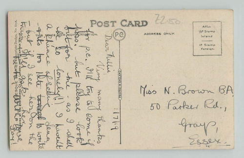 POSTCARD DONKEY. BEACH WAITING AND WILLING 1919 - Picture 2 of 2