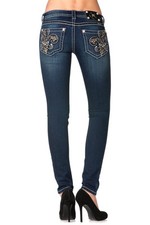 MISS ME Blooming Flower in Fleur de Lis Skinny Jeans NWOT 