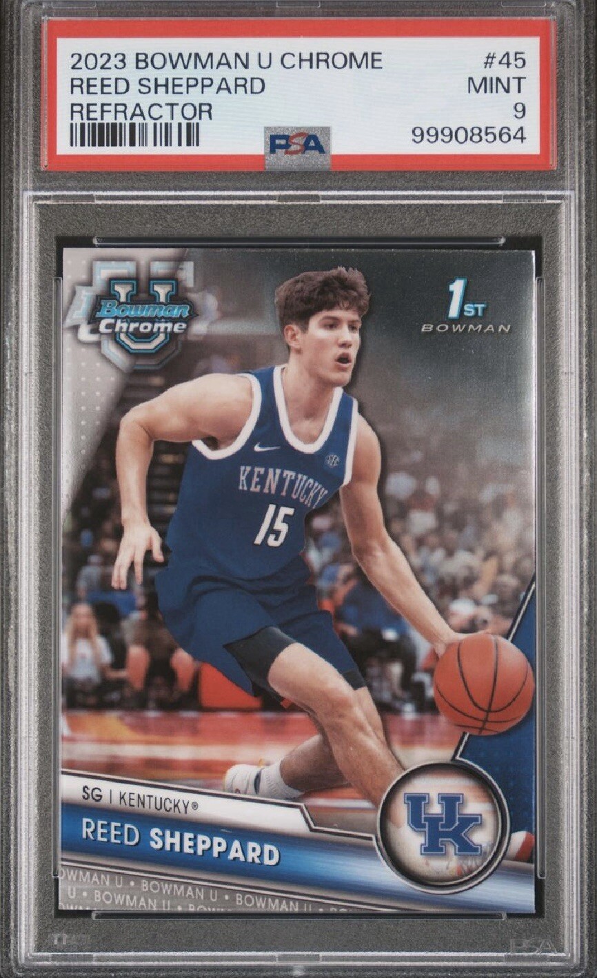 REED SHEPPARD 2023 Bowman U Chrome RC 1ST PSA 9 Houston Rockets/ UK Wildcats
