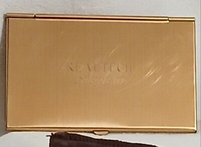 Pocket Engraved Business Card Holder Realtech One Year Goldtone Hinged w/Sleeve