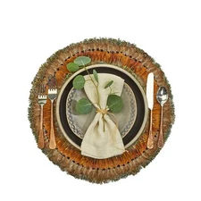 Two's Company Pheasant Park Set of 6 Round Decorative Mats (3916)