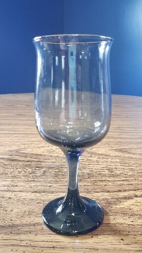 6 Libbey Tulip Dusky Blue Water Goblet Set Vintage 6.5" Elegant Drinking Glasses - Picture 3 of 6