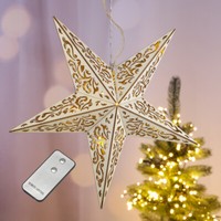 31201 Led Holzstern 40Cm Ø Weihnachtsstern 10 WarmweißE Leds Stern Fernbedienung