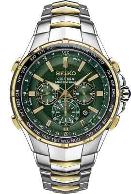 Seiko Coutura 44.5mm Green Dial Two Toned Stainless Steel Watch SSG022