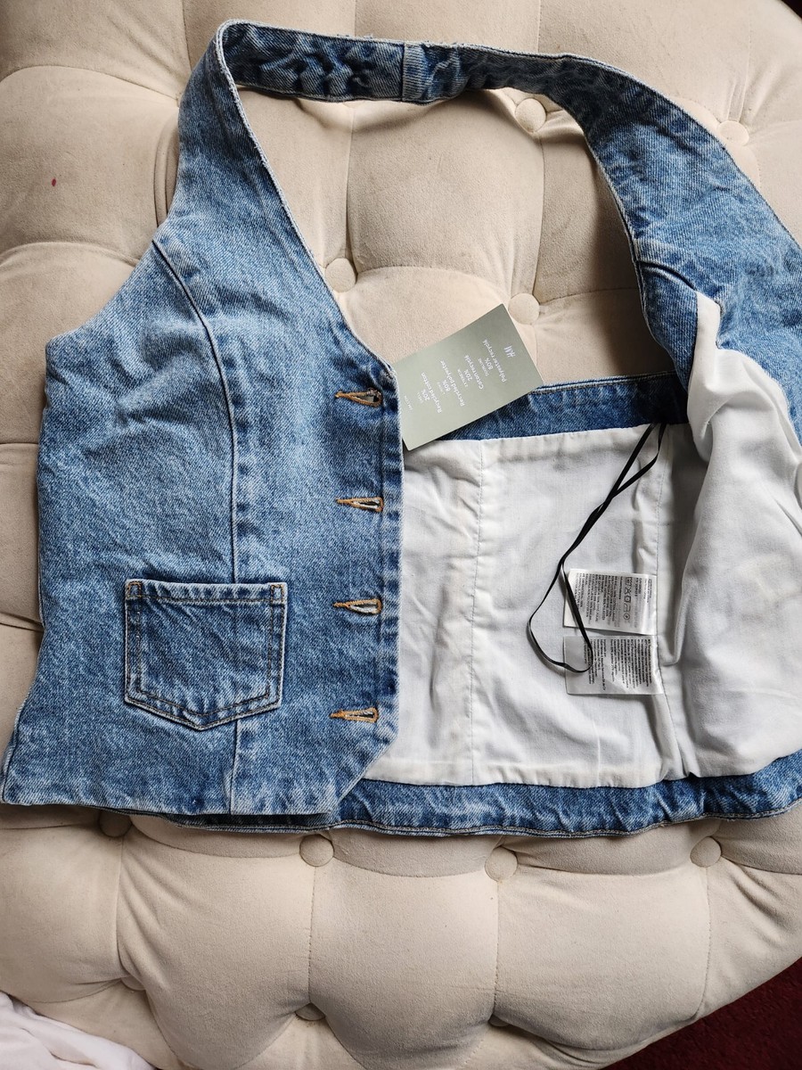 H&M halterneck denim Top/vest blue size XL available for