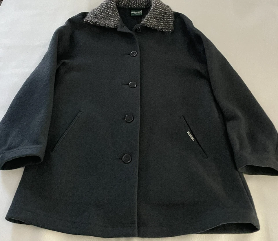 Chaqueta de Lana Hervida Geiger Austria 42 Gris Bolsillos para Abrigo de Coche - Hermoso Abrigo Foto 2 de 4