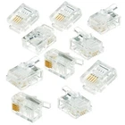 10x Connector Plug RJ11 6P4C Male PVC Transparent Telephone Cable