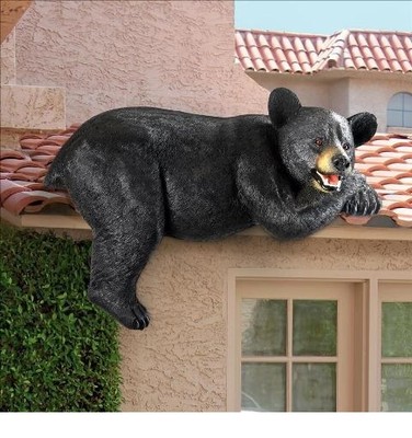 WILDLIFE BLACK BEAR SCULPTURE OUTDOOR FENCE ROOFTOP GARDEN ...