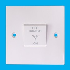 1 Gang 3 Pole White Fan Isolator Wall Switch 10A Bathroom Kitchen Extractor