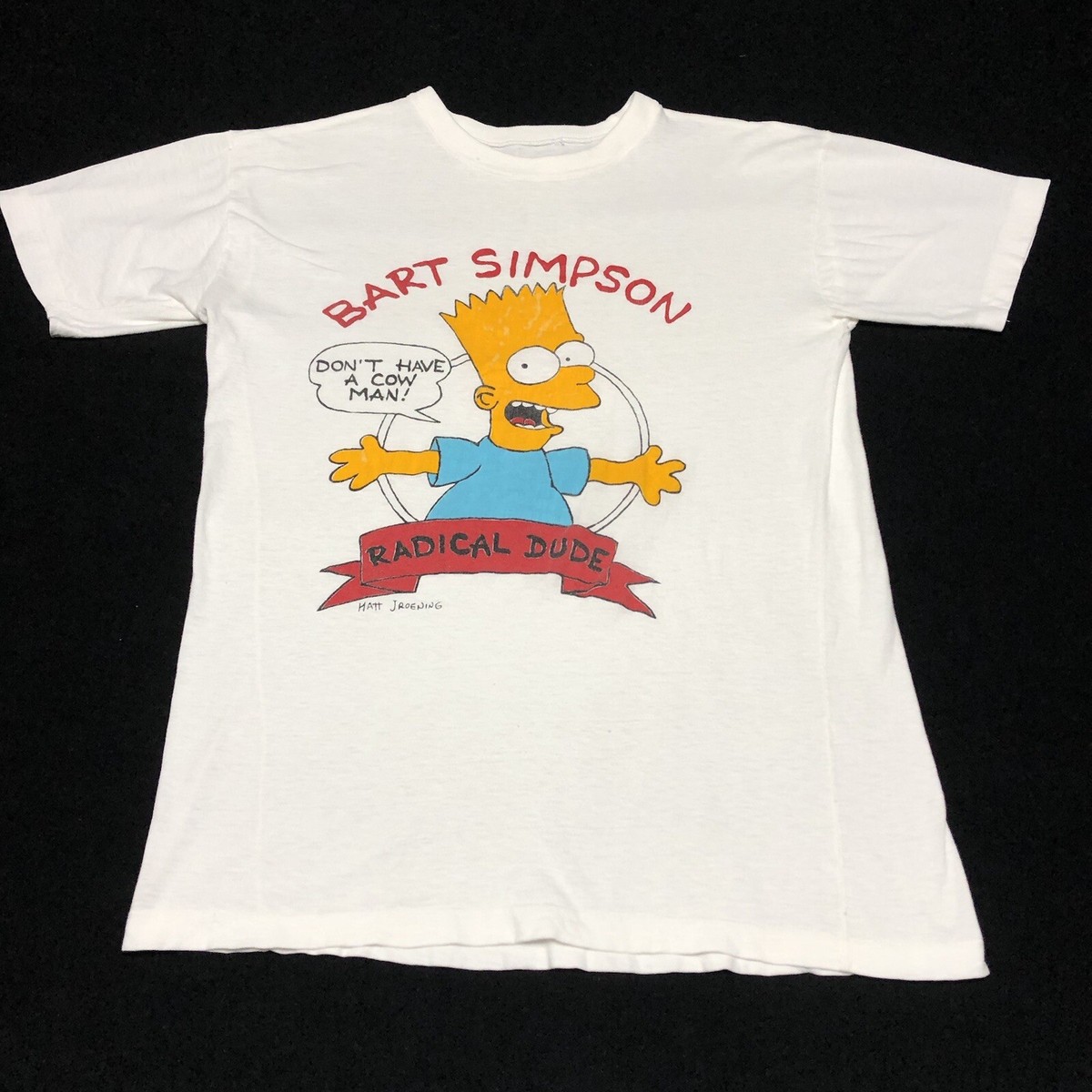 Vintage 80's Bart Simpson Don't Have A Cow Man Radical Dude T