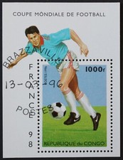 Kongo: Michel Block-Nr. 128 "Fußball-WM´98" aus 1996, gestempelt