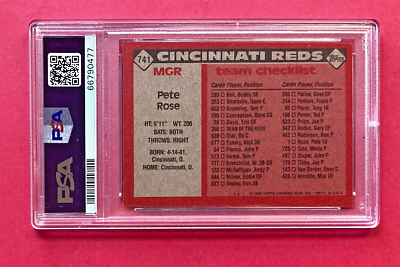 1986 Topps Pete Rose #741 Baseball Card Manager Cincinnati Reds