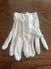 White Cotton Parade Gloves Military Dress Formal Tuxedo Police Marching Band