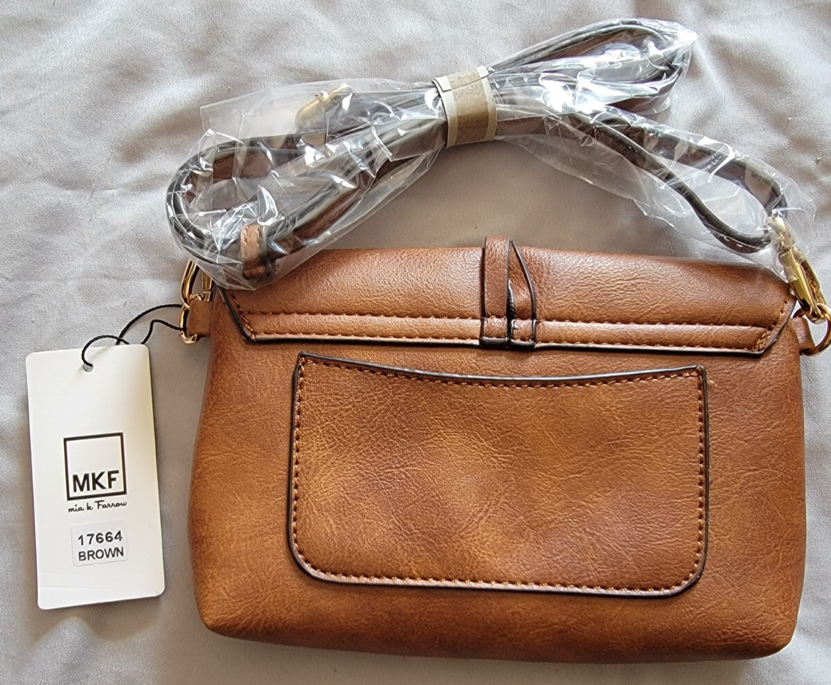 MKF Mia K Farrow Brown Crossbody Purse Gold Hardware Bag  display picture 1